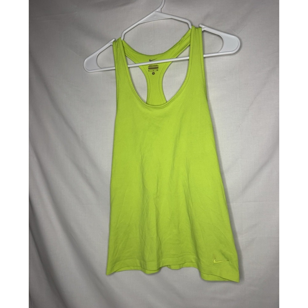 Nike Dri-FIT Knit Racerback Tank Top Womens S Green Solid Scoop Neck Athletic